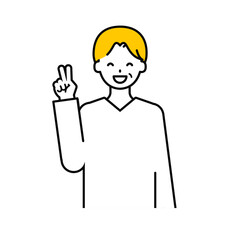 上半身のポーズ_シンプルなシニアの男性04