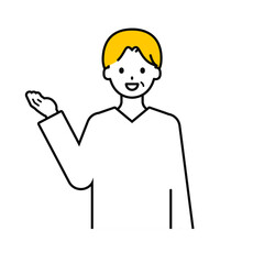 上半身のポーズ_シンプルなシニアの男性17