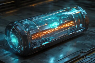 Futuristic Technology Container Glowing with Advanced Energy Source