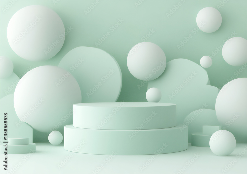 Poster 3d rendered background with a geometric platform podium and a minimal scene for product display, vec