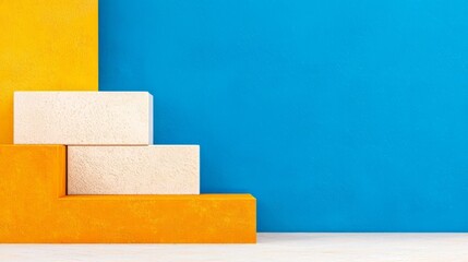 Modern Product Display Featuring Yellow And Blue Background