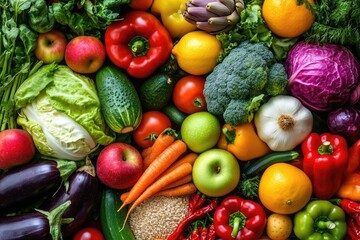 Vibrant array of fresh fruits and vegetables