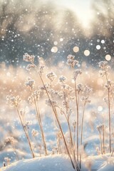 Obraz premium Photorealistic Snow Drifts and Bokeh Lights.