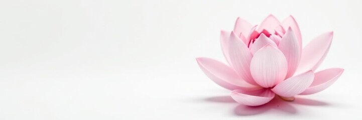 Fototapeta premium Minimalist lotus flower with clean lines and delicate petals on a white background, wellness, minimalist