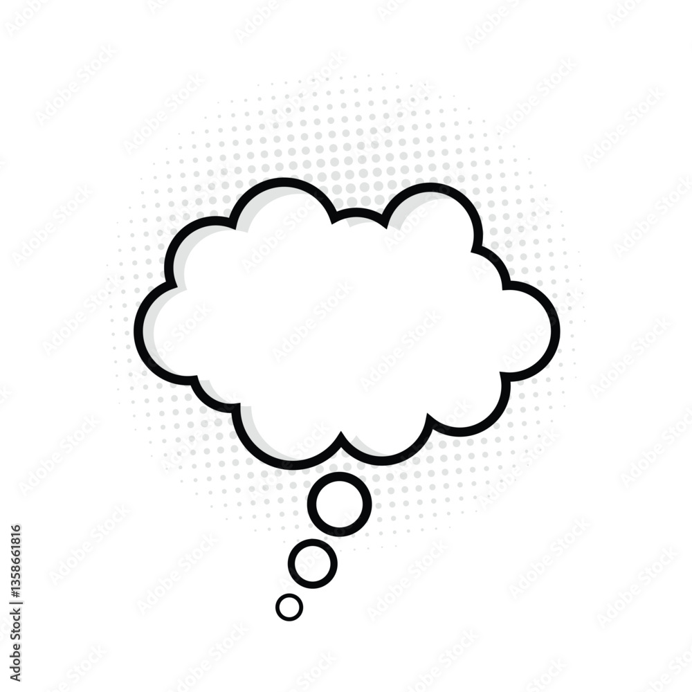 Poster simple comic speech bubble with halftone. comic dialog empty cloud. cloud text. speech balloon or ca