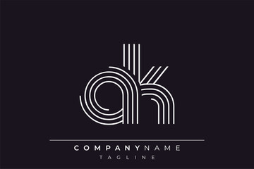 Creative AK lines letter logo design. A simplistic and elegant abstract logo design with linear patterns and initials, suitable for contemporary branding.
