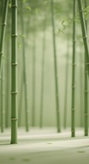A quiet, zen-inspired background with a softly blurred bamboo forest in neutral green tones