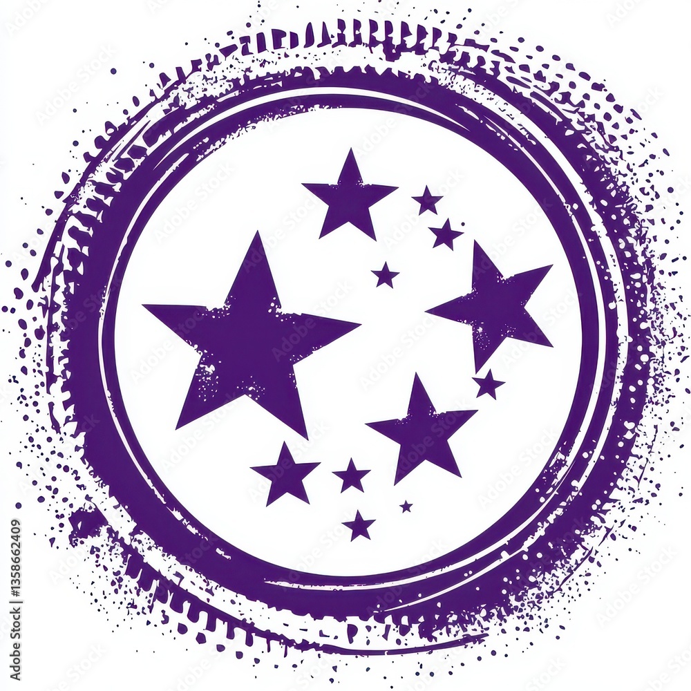 Poster celestial circle: a collection of stars inside a purple circle design, this design captures a simple