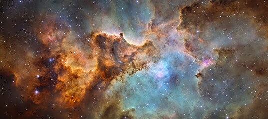 Ethereal Galaxy and Starry Background.