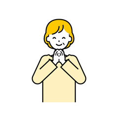 上半身のポーズ_シンプルなシニアの女性07