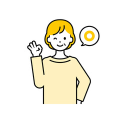 上半身のポーズ_シンプルなシニアの女性08