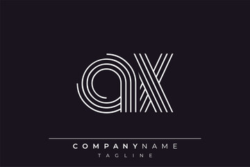 Creative AX lines letter logo design. A simplistic and elegant abstract logo design with linear patterns and initials, suitable for contemporary branding.