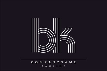 Creative BK lines letter logo design. A simplistic and elegant abstract logo design with linear patterns and initials, suitable for contemporary branding.