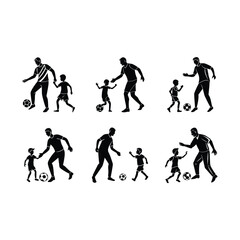 Obraz premium Father and Child Playing Soccer Vector - Fun Family Sports Design