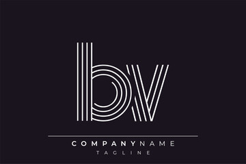 Creative BV lines letter logo design. A simplistic and elegant abstract logo design with linear patterns and initials, suitable for contemporary branding.