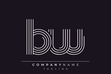 Creative BW lines letter logo design. A simplistic and elegant abstract logo design with linear patterns and initials, suitable for contemporary branding.
