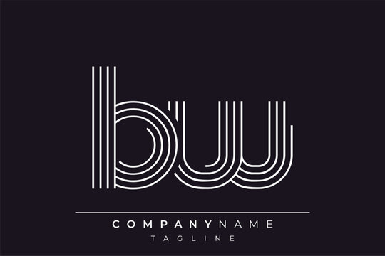 Creative BW lines letter logo design. A simplistic and elegant abstract logo design with linear patterns and initials, suitable for contemporary branding.