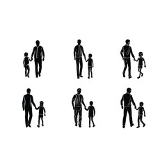 Father and Child Holding Hands Vector Illustration &ndash; Family Love Graphic Design File