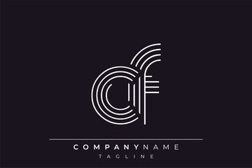 Creative CF lines letter logo design. A simplistic and elegant abstract logo design with linear patterns and initials, suitable for contemporary branding.