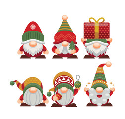 flat Christmas gnomes collection