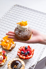 festive cakes in a brightly lit kitchen