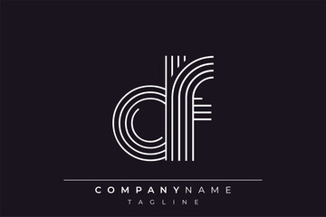 Creative DF lines letter logo design. A simplistic and elegant abstract logo design with linear patterns and initials, suitable for contemporary branding.