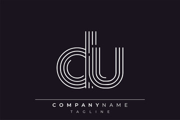 Creative DU lines letter logo design. A simplistic and elegant abstract logo design with linear patterns and initials, suitable for contemporary branding.