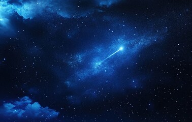 Obraz premium twinkling comet in a blue starry sky