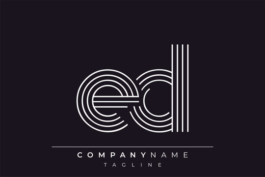 Creative ED lines letter logo design. A simplistic and elegant abstract logo design with linear patterns and initials, suitable for contemporary branding.
