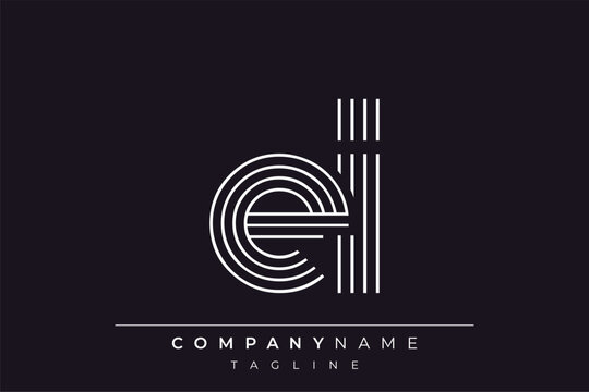 Creative EI lines letter logo design. A simplistic and elegant abstract logo design with linear patterns and initials, suitable for contemporary branding.