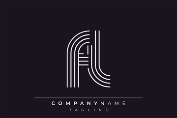 Creative FL lines letter logo design. A simplistic and elegant abstract logo design with linear patterns and initials, suitable for contemporary branding.
