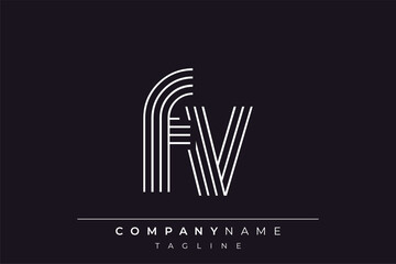 Creative FV lines letter logo design. A simplistic and elegant abstract logo design with linear patterns and initials, suitable for contemporary branding.
