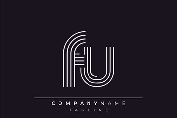 Creative FU lines letter logo design. A simplistic and elegant abstract logo design with linear patterns and initials, suitable for contemporary branding.