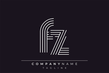 Creative FZ lines letter logo design. A simplistic and elegant abstract logo design with linear patterns and initials, suitable for contemporary branding.