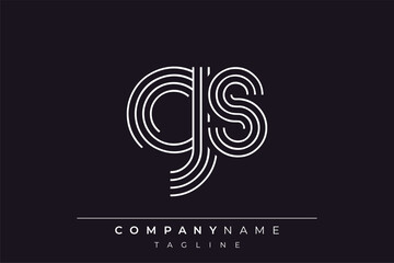 Creative GS lines letter logo design. A simplistic and elegant abstract logo design with linear patterns and initials, suitable for contemporary branding.