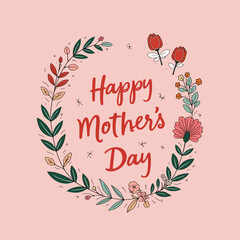 Obraz premium Happy Mother's Day Floral Wreath