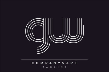 Creative GW lines letter logo design. A simplistic and elegant abstract logo design with linear patterns and initials, suitable for contemporary branding.