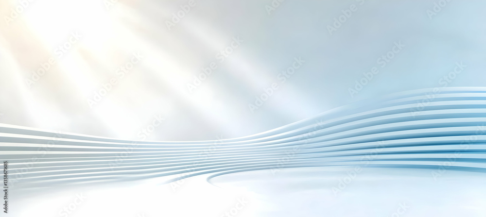 Poster abstract light blue and white wavy lines create a dynamic, elegant, and calming background. subtle l