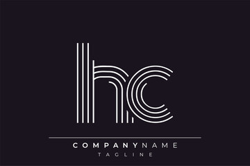 Obraz premium Creative HC lines letter logo design. A simplistic and elegant abstract logo design with linear patterns and initials, suitable for contemporary branding.