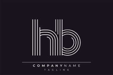 Creative HB lines letter logo design. A simplistic and elegant abstract logo design with linear patterns and initials, suitable for contemporary branding.