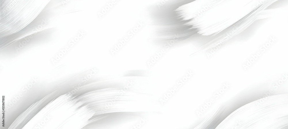 Poster abstract white background with soft, flowing brushstrokes creating a sense of movement and fluidity.