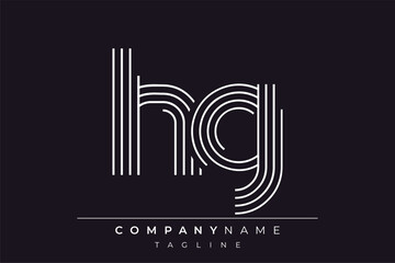 Creative HG lines letter logo design. A simplistic and elegant abstract logo design with linear patterns and initials, suitable for contemporary branding.