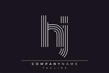 Creative HJ lines letter logo design. A simplistic and elegant abstract logo design with linear patterns and initials, suitable for contemporary branding.