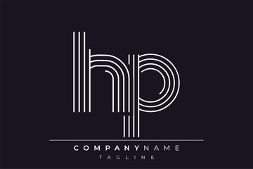 Creative HP lines letter logo design. A simplistic and elegant abstract logo design with linear patterns and initials, suitable for contemporary branding.