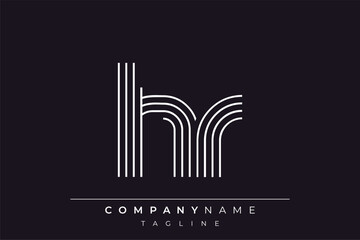 Creative HR lines letter logo design. A simplistic and elegant abstract logo design with linear patterns and initials, suitable for contemporary branding.