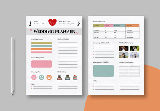 Simple Weeding Planner Design Layout