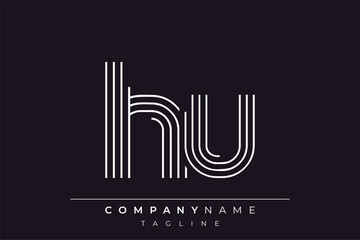 Creative HU lines letter logo design. A simplistic and elegant abstract logo design with linear patterns and initials, suitable for contemporary branding.
