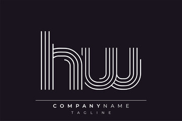 Creative HW lines letter logo design. A simplistic and elegant abstract logo design with linear patterns and initials, suitable for contemporary branding.