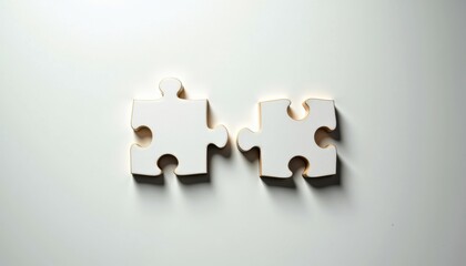 Two White Puzzle Pieces with Gold Edges