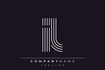 Creative IL lines letter logo design. A simplistic and elegant abstract logo design with linear patterns and initials, suitable for contemporary branding.